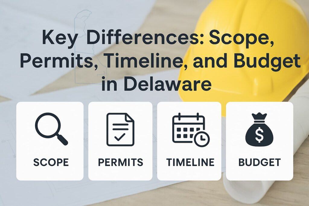 Key Differences: Scope, Permits, Timeline, and Budget in Delaware
