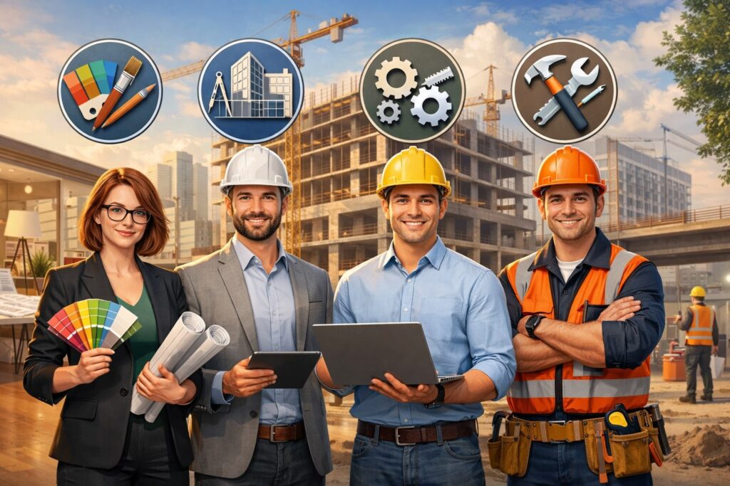 Choose the right professionals: designer, architect, engineer, and contractor