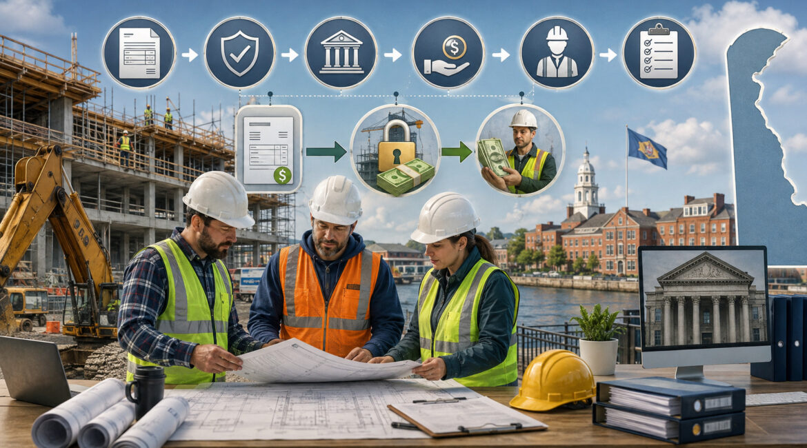 Out-of-state contractors reviewing Delaware licensing, bond, and withholding requirements
